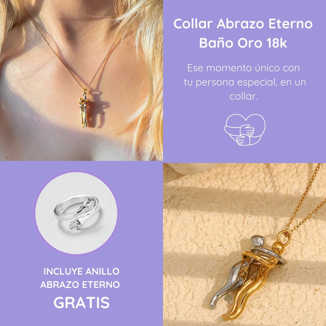 53% OFF ⏐Un Abrazo Eterno, Un Amor Inolvidable: Collar Bañado en Oro 18K