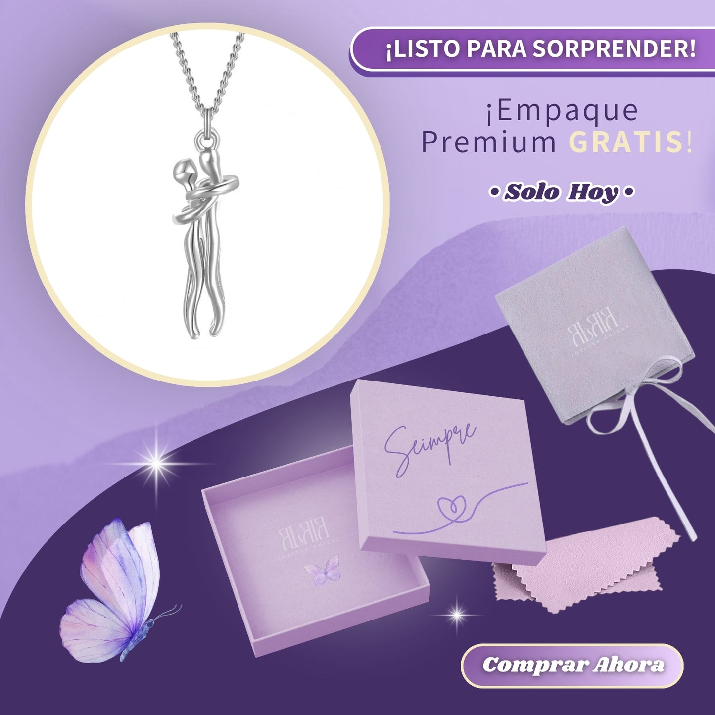 53% OFF ⏐Un Abrazo Eterno, Un Amor Inolvidable: Collar Plata de Ley 925