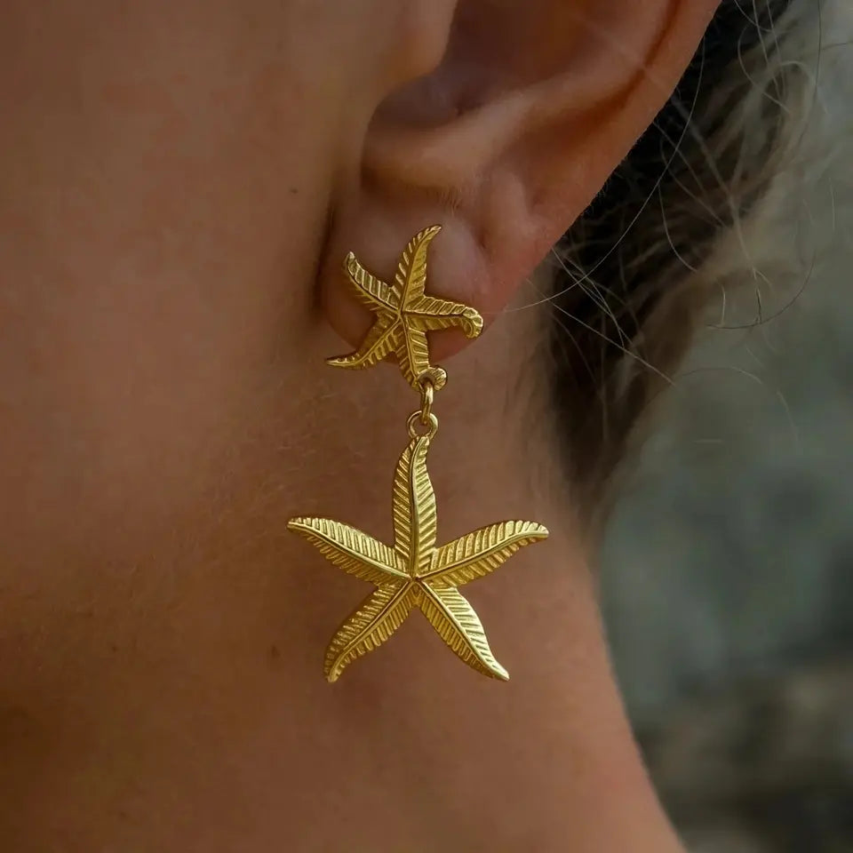 AROS ESTRELLAS MARINAS BAÑO ORO 18K