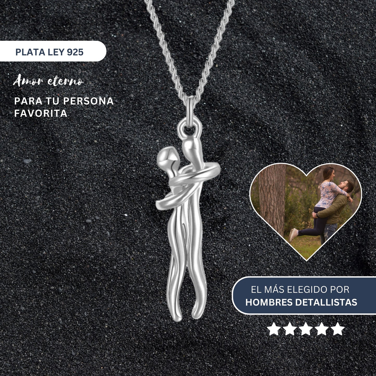 53% OFF ⏐Un Abrazo Eterno, Un Amor Inolvidable: Collar Plata de Ley 925